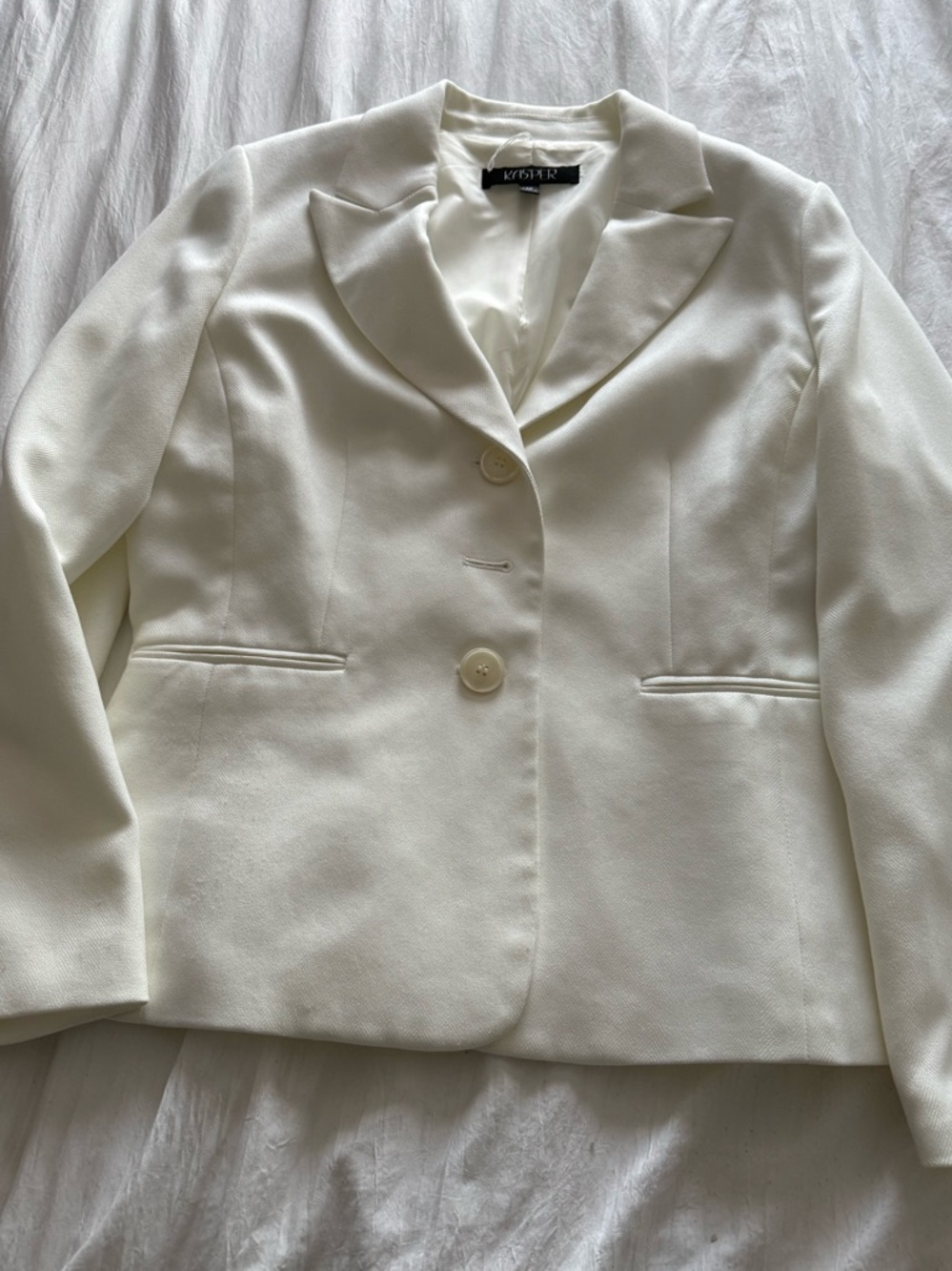 Kasper Ivory Blazer Jacket Size 12 Fully Lined Tailored Classic Career